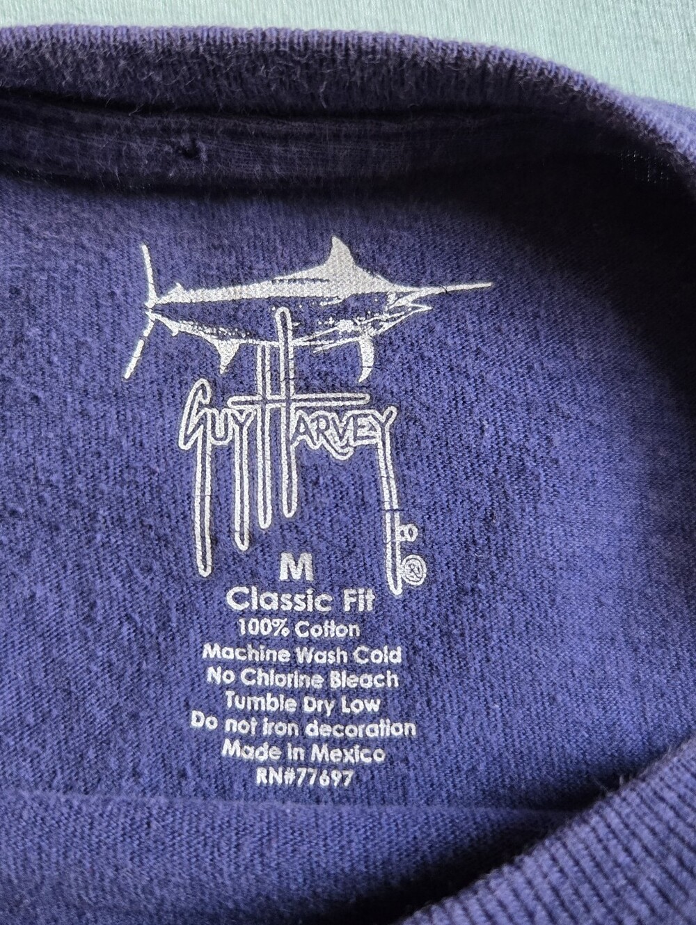 2 GUY HARVEY fishing cotton t-shirts short sleeve front logo back design sz Med - Picture 5 of 6